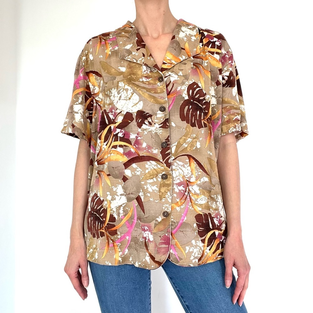 EUC Vintage Alfred Dunner Abstract Floral Print Shirt